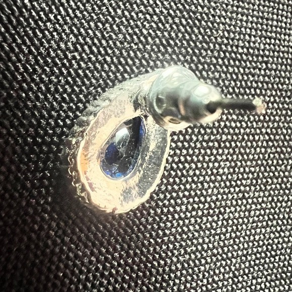 Danecraft Fine Silver Plate Sapphire Blue CZ Teardrop Earrings w/Box Vintage - Picture 12 of 14